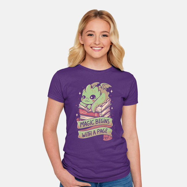 Magic Begins With A Page-Womens-Fitted-Tee-koalastudio