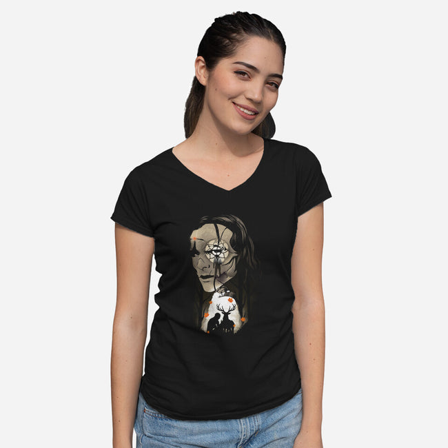 The Gentle Monster-Womens-V-Neck-Tee-dandingeroz