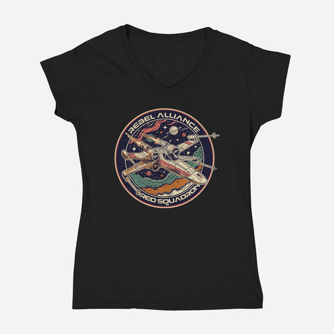 Squadron Patch-Womens-V-Neck-Tee-P1yu5h