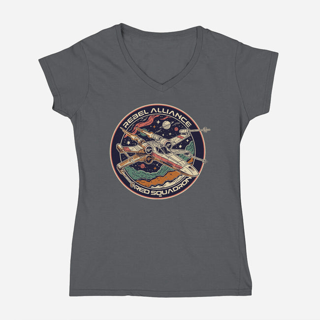 Squadron Patch-Womens-V-Neck-Tee-P1yu5h