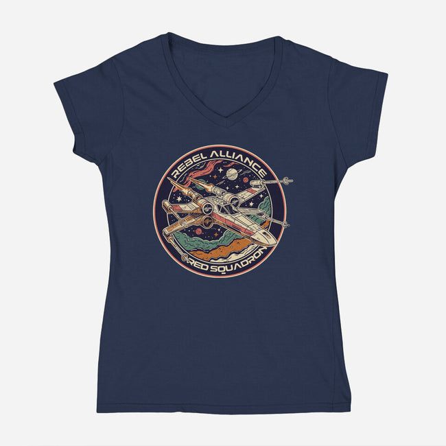 Squadron Patch-Womens-V-Neck-Tee-P1yu5h