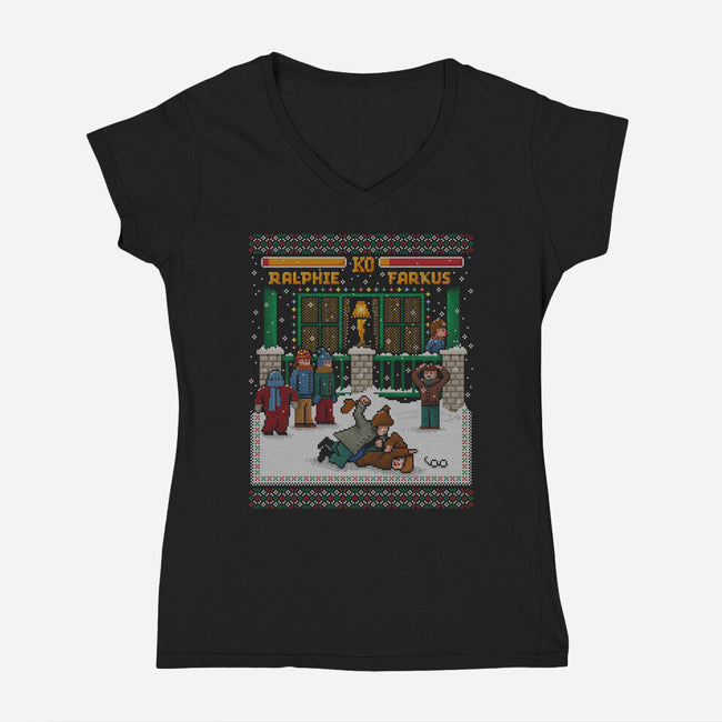 A Christmas Fight-Womens-V-Neck-Tee-kg07