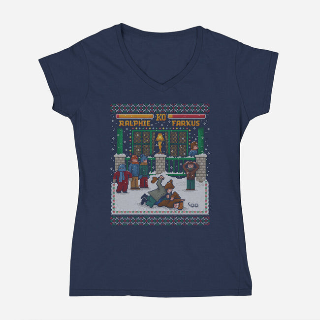 A Christmas Fight-Womens-V-Neck-Tee-kg07