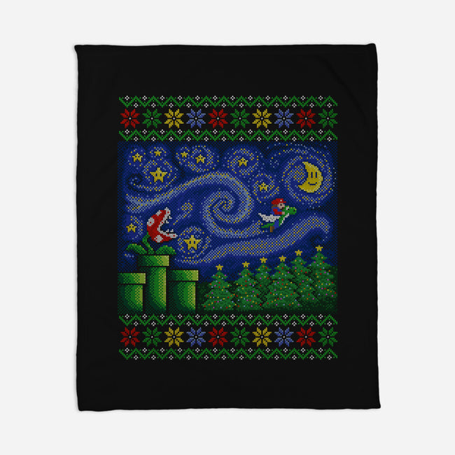 Starry Christmas Flight-None-Fleece-Blanket-kg07