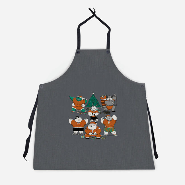 Merry Muscular Christmas-Unisex-Kitchen-Apron-pigboom