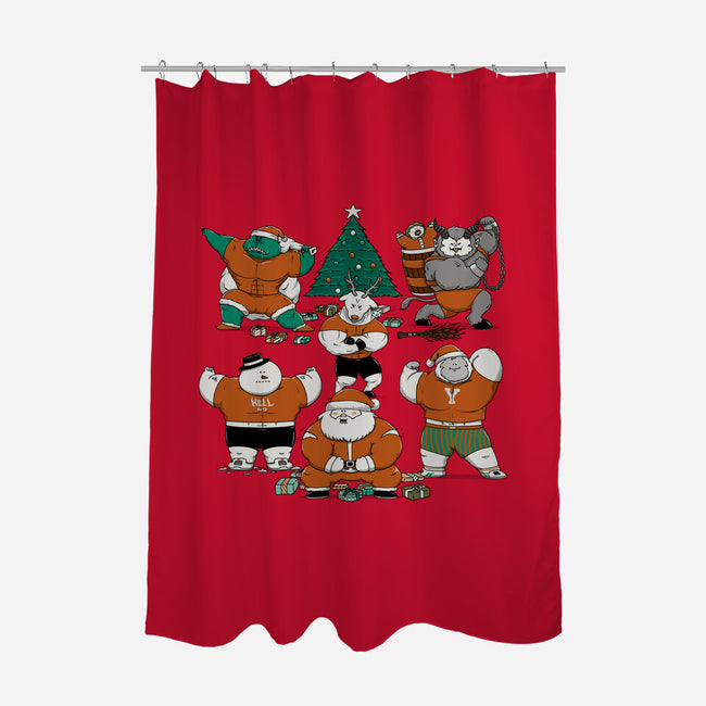 Merry Muscular Christmas-None-Polyester-Shower Curtain-pigboom