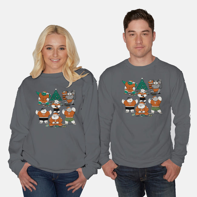 Merry Muscular Christmas-Unisex-Crew Neck-Sweatshirt-pigboom