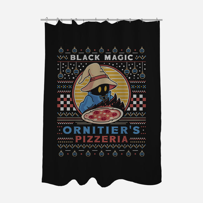 Ornitier Pizzeria Ugly Sweater-None-Polyester-Shower Curtain-LAGELANTEE