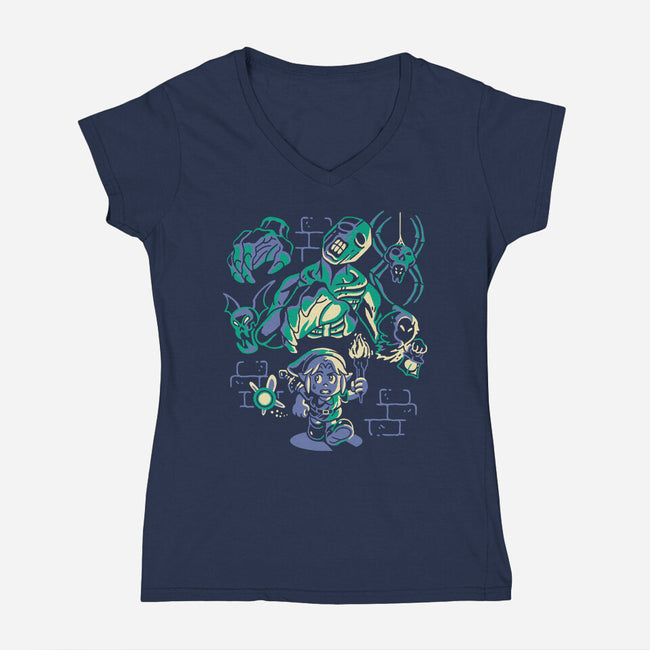 Well Of Despair-Womens-V-Neck-Tee-Henrique Torres