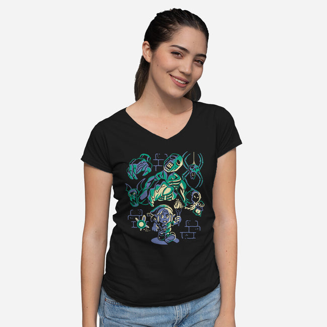 Well Of Despair-Womens-V-Neck-Tee-Henrique Torres