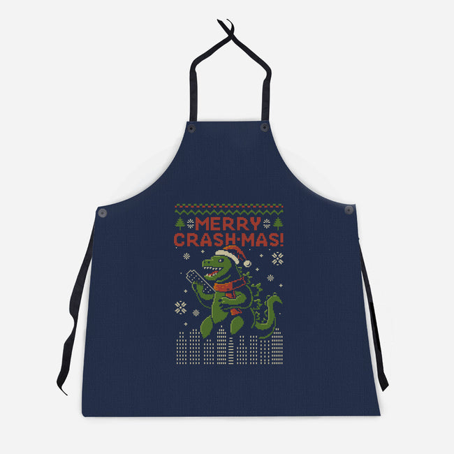 Christmas Godzilla-Unisex-Kitchen-Apron-erion_designs