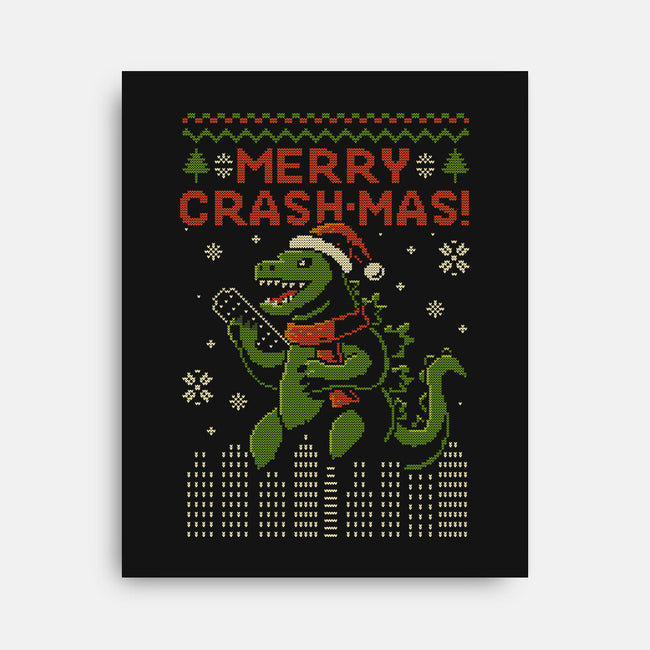 Christmas Godzilla-None-Stretched-Canvas-erion_designs