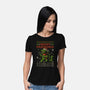 Christmas Godzilla-Womens-Basic-Tee-erion_designs