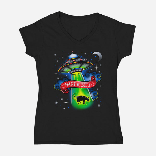 Believe-Womens-V-Neck-Tee-Getsousa!