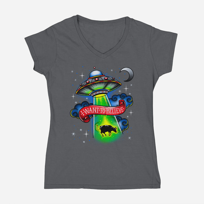 Believe-Womens-V-Neck-Tee-Getsousa!