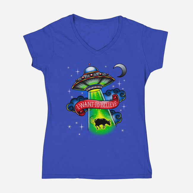 Believe-Womens-V-Neck-Tee-Getsousa!