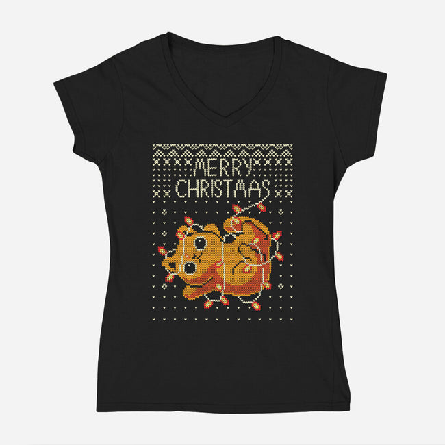Christmas Kitty Cat-Womens-V-Neck-Tee-erion_designs