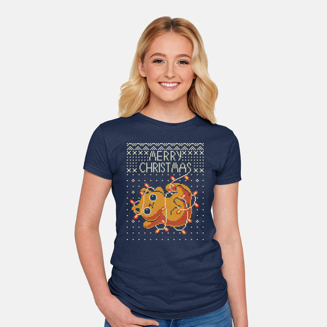 Christmas Kitty Cat-Womens-Fitted-Tee-erion_designs