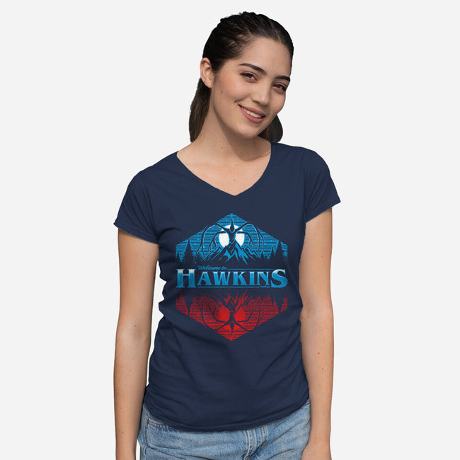 Hawkins 1983-Womens-V-Neck-Tee-StudioM6