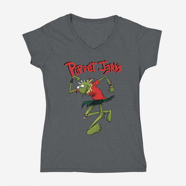 Puppet Jerks-Womens-V-Neck-Tee-SeamusAran