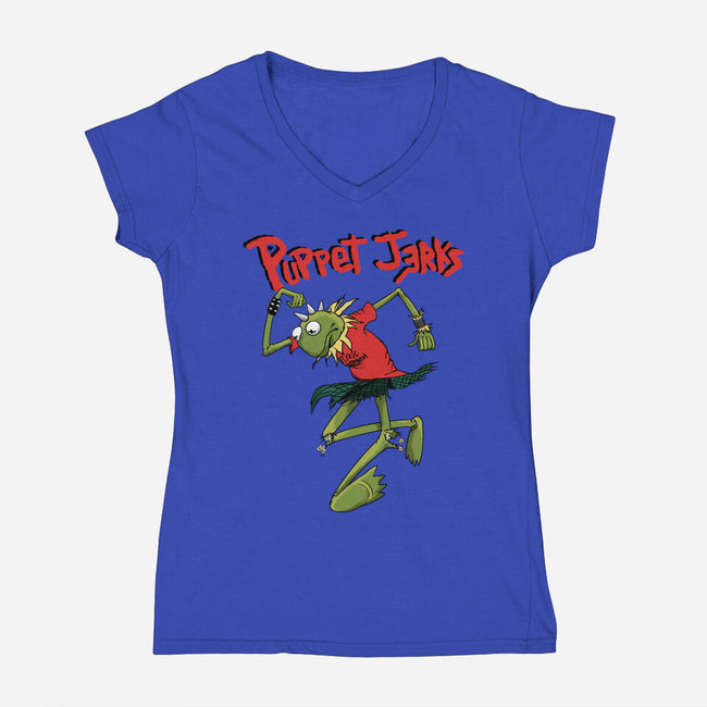 Puppet Jerks-Womens-V-Neck-Tee-SeamusAran