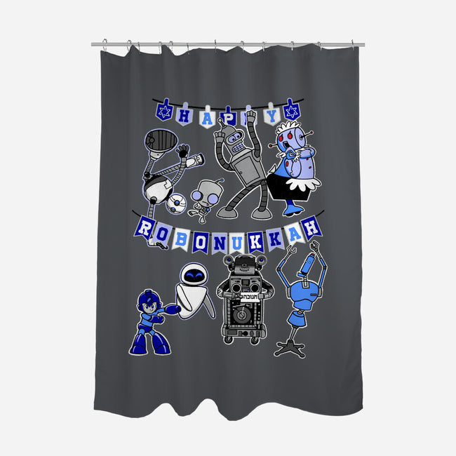 Happy Robonukkah-None-Polyester-Shower Curtain-SeamusAran