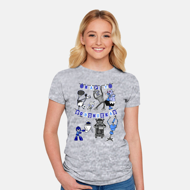 Happy Robonukkah-Womens-Fitted-Tee-SeamusAran