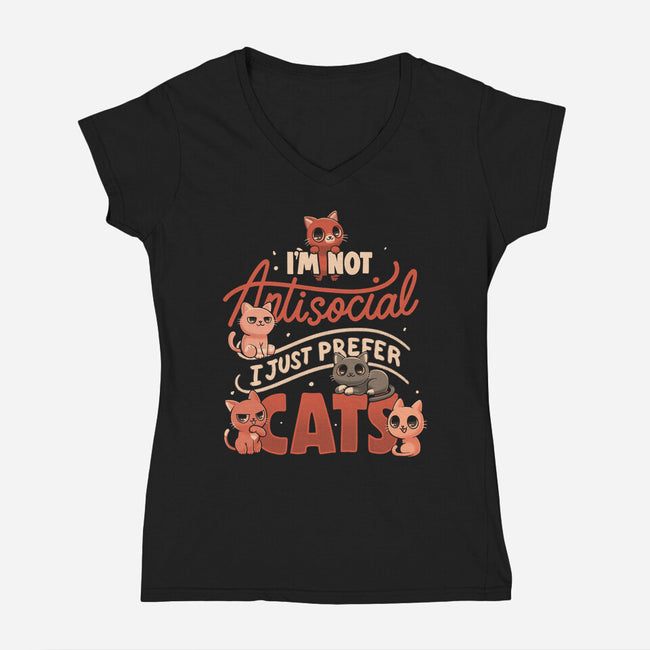 Just Prefer Cats-Womens-V-Neck-Tee-koalastudio