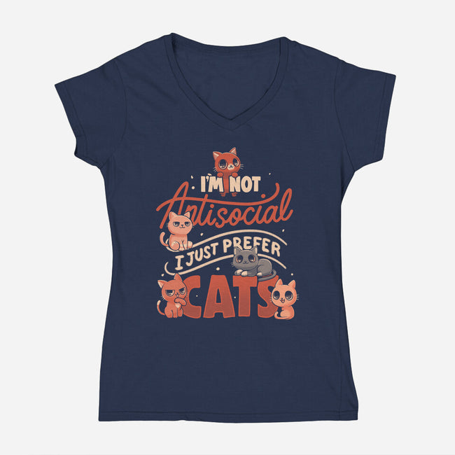 Just Prefer Cats-Womens-V-Neck-Tee-koalastudio