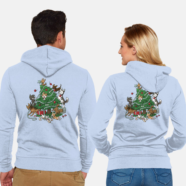 Dog Tree-Unisex-Zip-Up-Sweatshirt-DoOomcat