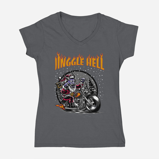 Jinggle Hell-Womens-V-Neck-Tee-joerawks