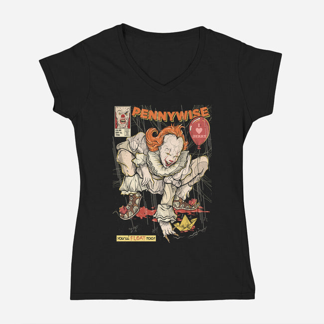 I Love Derry-Womens-V-Neck-Tee-Green Devil