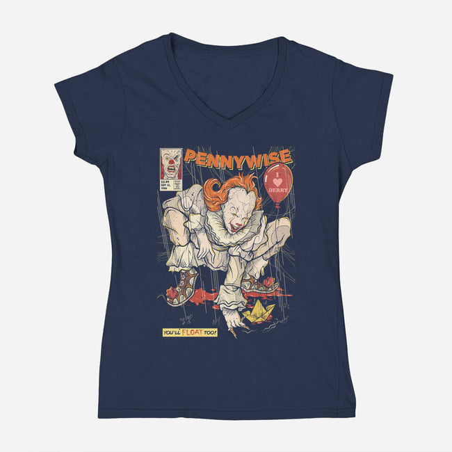 I Love Derry-Womens-V-Neck-Tee-Green Devil