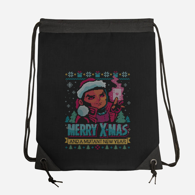 Merry Xmas From A Mutant-None-Drawstring-Bag-teesgeex