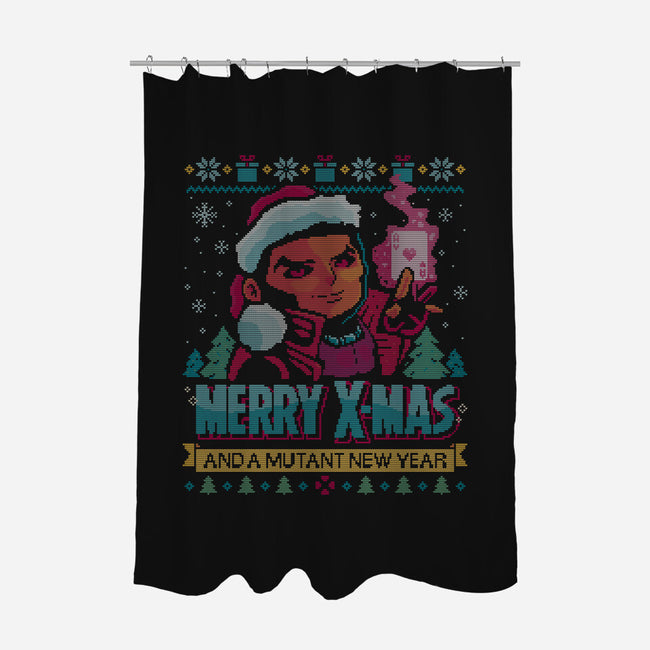 Merry Xmas From A Mutant-None-Polyester-Shower Curtain-teesgeex
