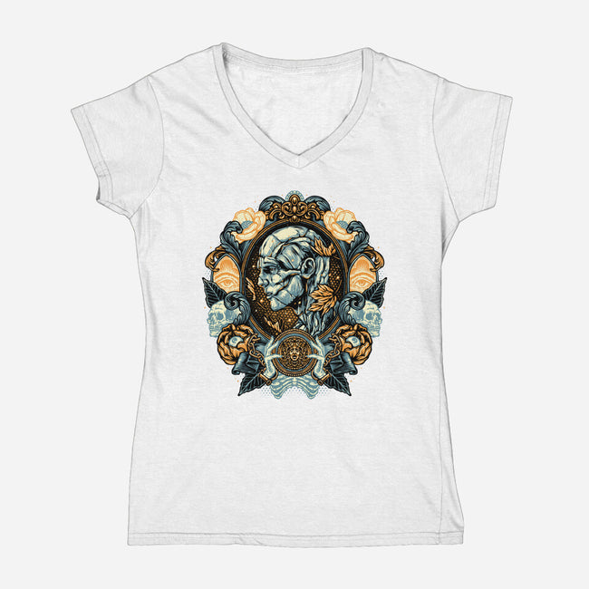Portrait Of The Creature-Womens-V-Neck-Tee-glitchygorilla