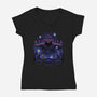 Fire And Ice Starry-Womens-V-Neck-Tee-Astrobot Invention