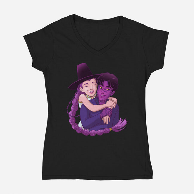 Kpop Couple-Womens-V-Neck-Tee-DoOomcat