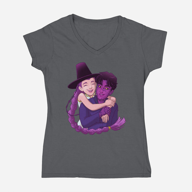 Kpop Couple-Womens-V-Neck-Tee-DoOomcat