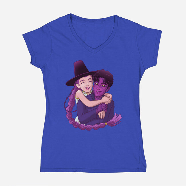 Kpop Couple-Womens-V-Neck-Tee-DoOomcat