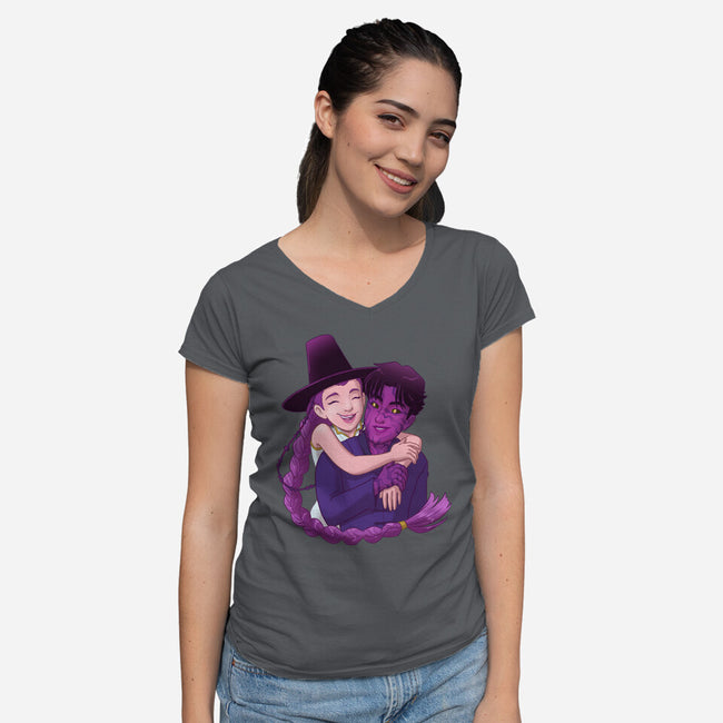 Kpop Couple-Womens-V-Neck-Tee-DoOomcat