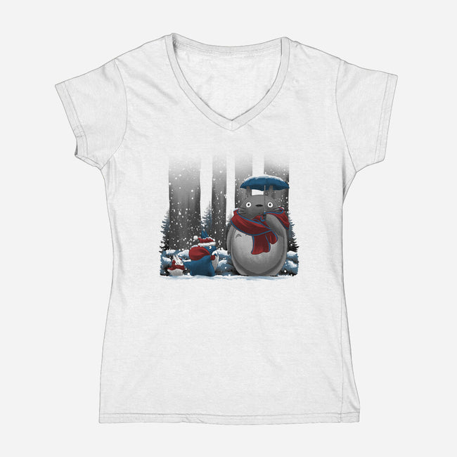 Neighbor In Snow-Womens-V-Neck-Tee-rmatix