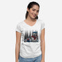 Neighbor In Snow-Womens-V-Neck-Tee-rmatix