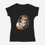 GingerBread Fox-Womens-V-Neck-Tee-Vallina84