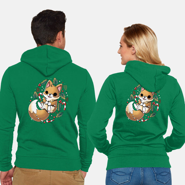 GingerBread Fox-Unisex-Zip-Up-Sweatshirt-Vallina84