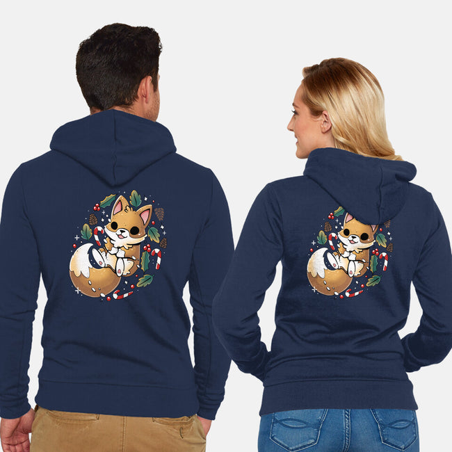 GingerBread Fox-Unisex-Zip-Up-Sweatshirt-Vallina84