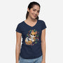 GingerBread Fox-Womens-V-Neck-Tee-Vallina84