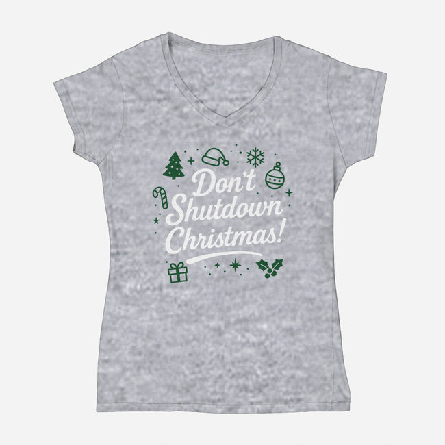 Don't Shutdown Christmas-Womens-V-Neck-Tee-Boggs Nicolas