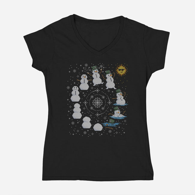 Snowman Life Cycle-Womens-V-Neck-Tee-kg07