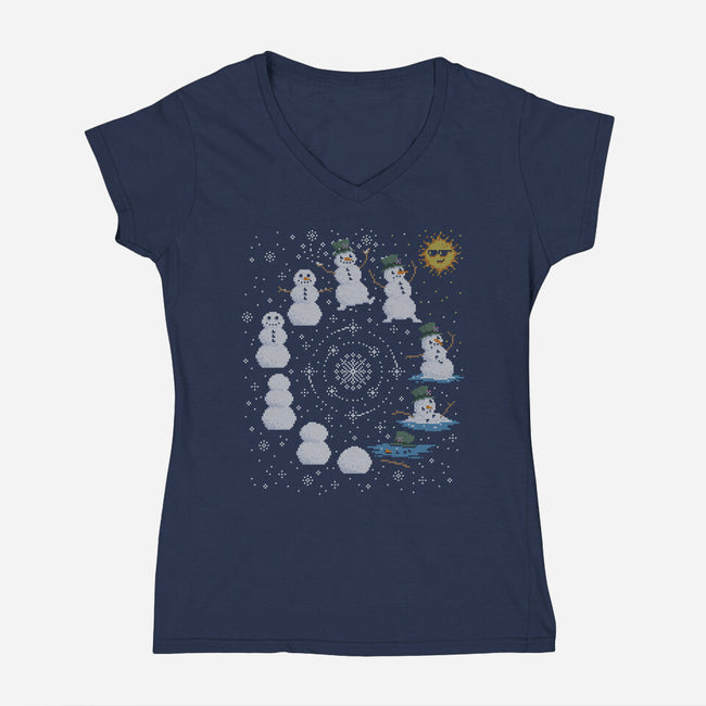 Snowman Life Cycle-Womens-V-Neck-Tee-kg07